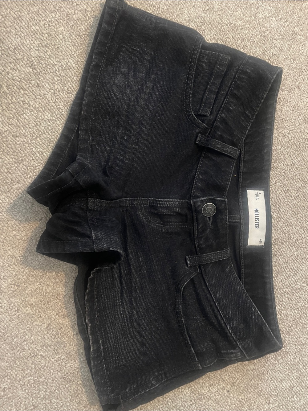 Hollister Black Washed Denim Cutoff Shorts
